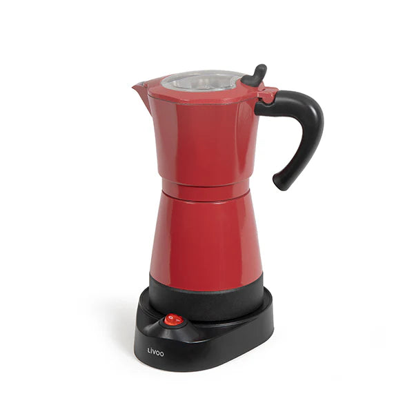 Cafetière électrique Italienne rouge 6 tasses 480 W Livoo