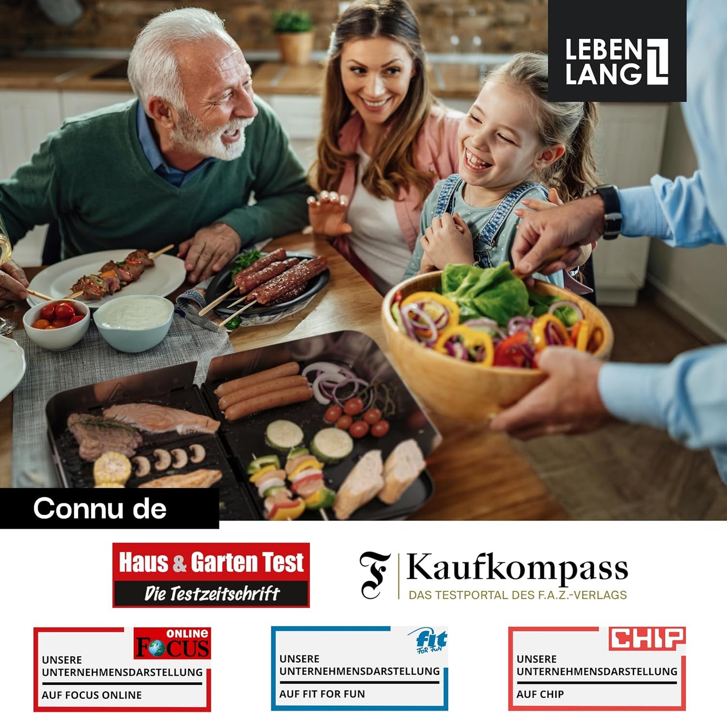 LEBENLANG 2400W Plancha électrique - Avec pince à barbecue & Protection contre les éclaboussures I Pour intérieur & exterieur I Plancha grill electrique Inox Grills électriques XXL