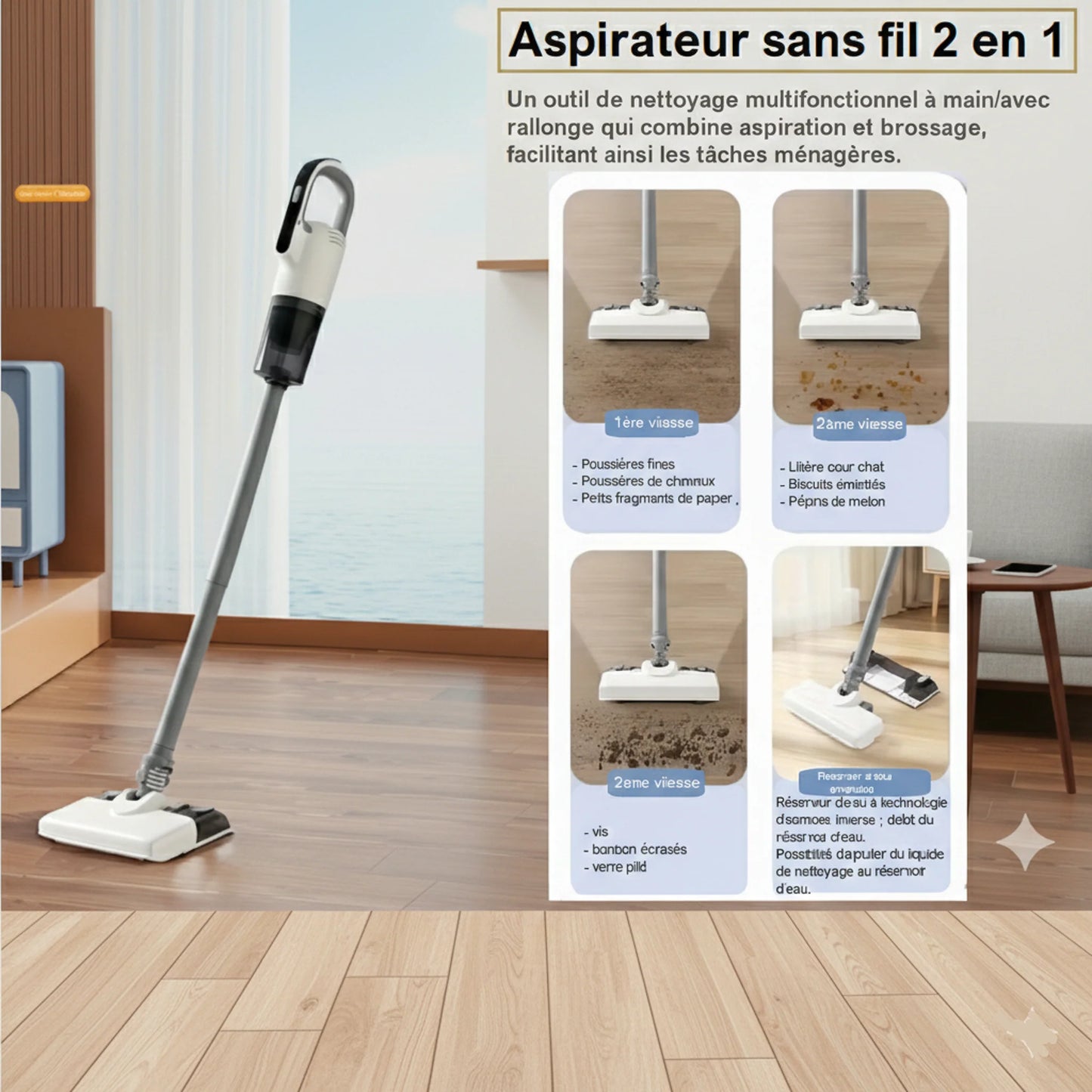 Aspirateur Laveur 2 en 1 BG-02 - Aspire & Lave - Sans Fil