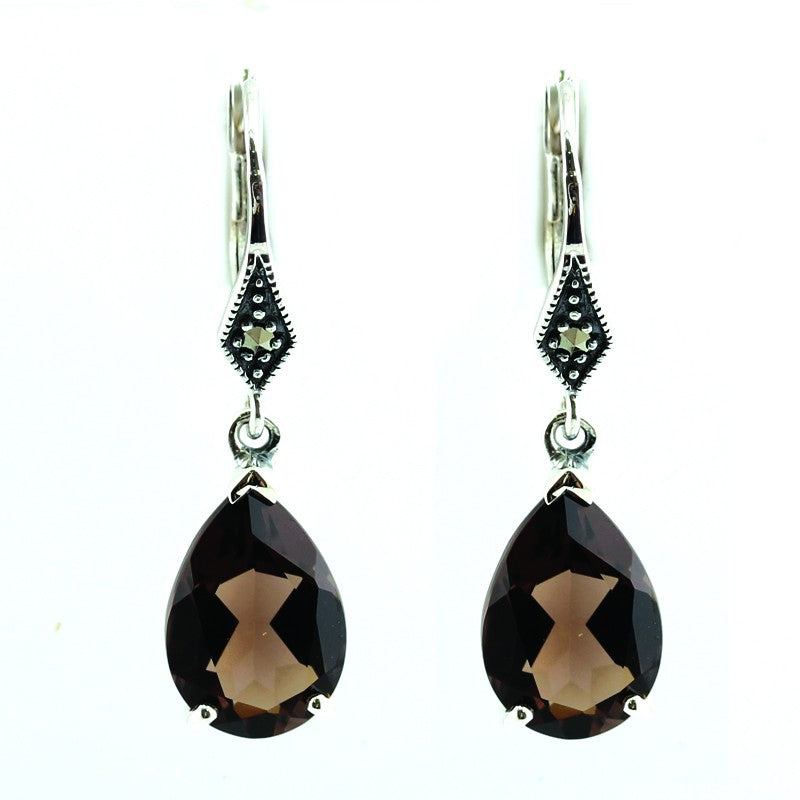 Boucles d'oreille Colette Quartz Fumé