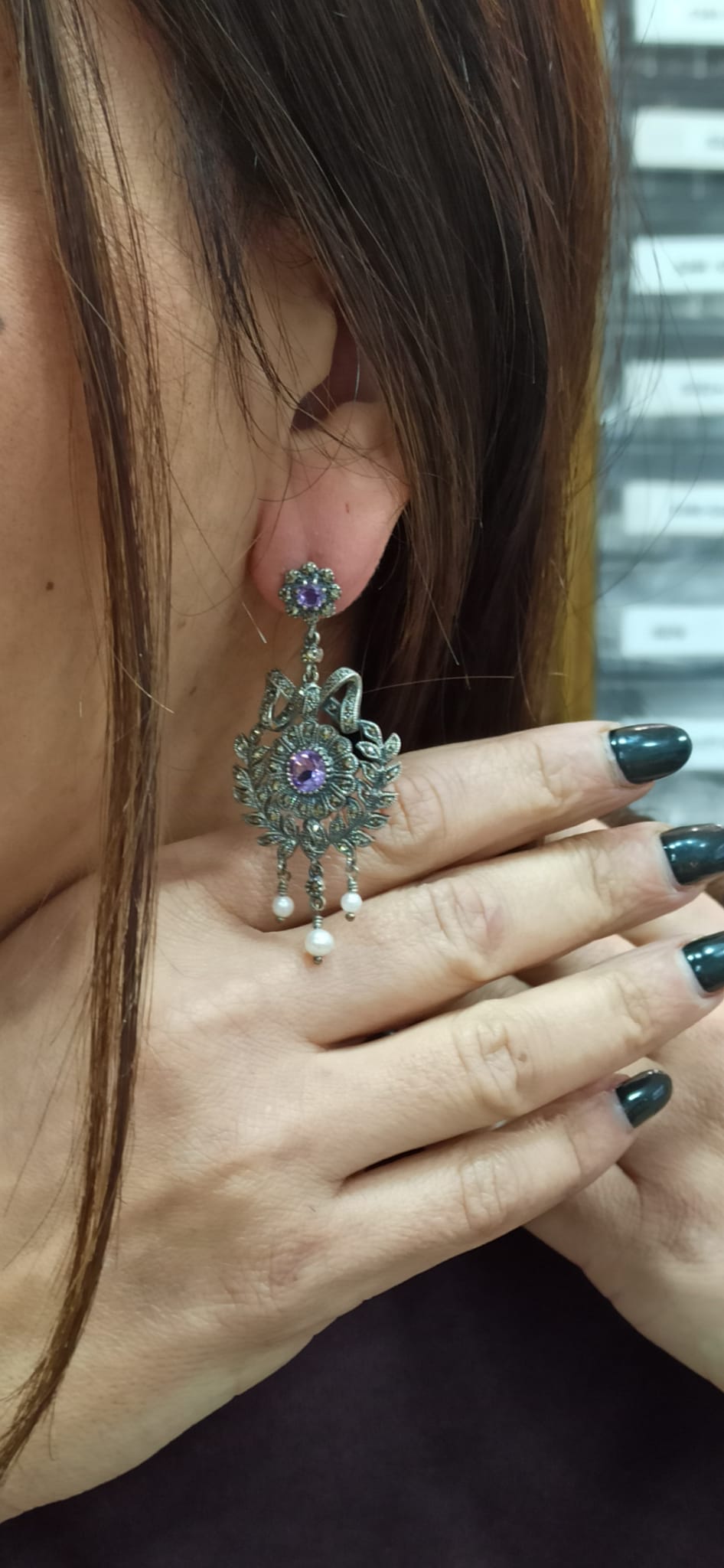 Boucles d'oreille Lisa Amethyste