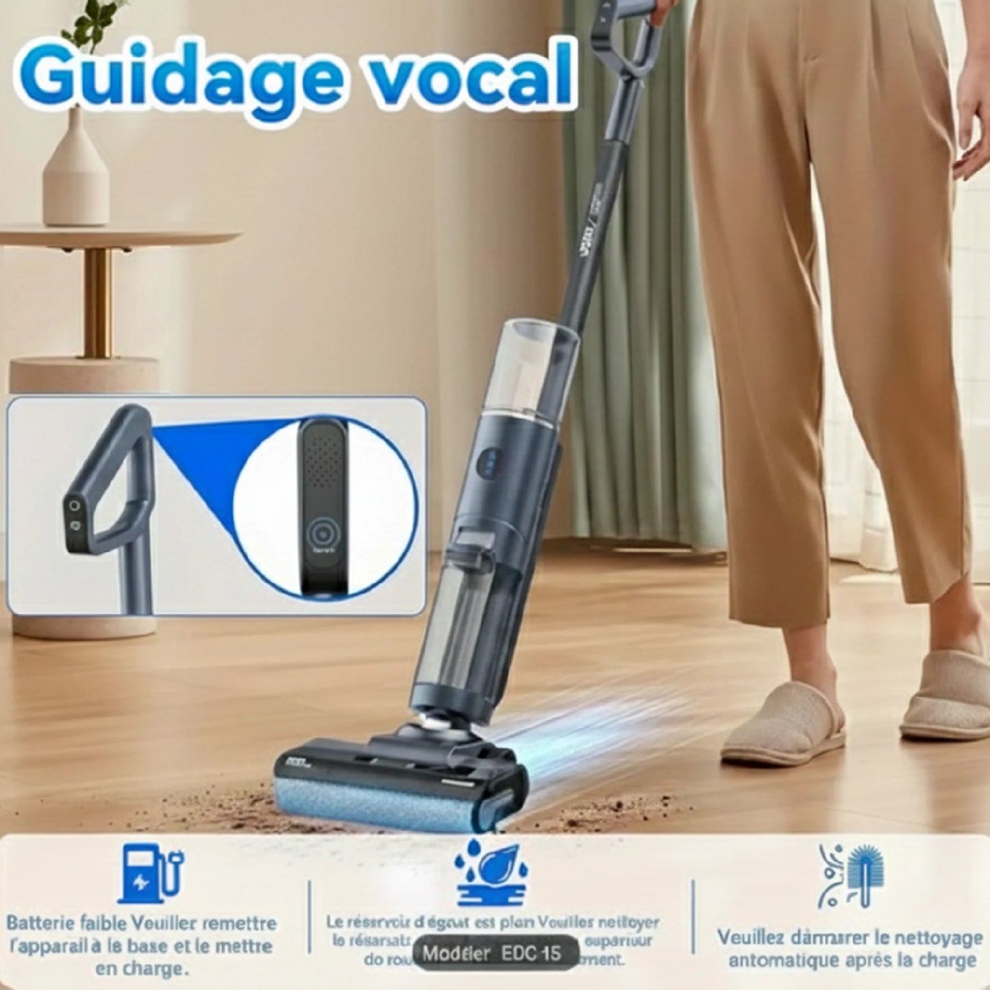 Aspirateur Laveur PRO 3 en 1 - Auto-Nettoyage 70° - Séchage Air Chaud