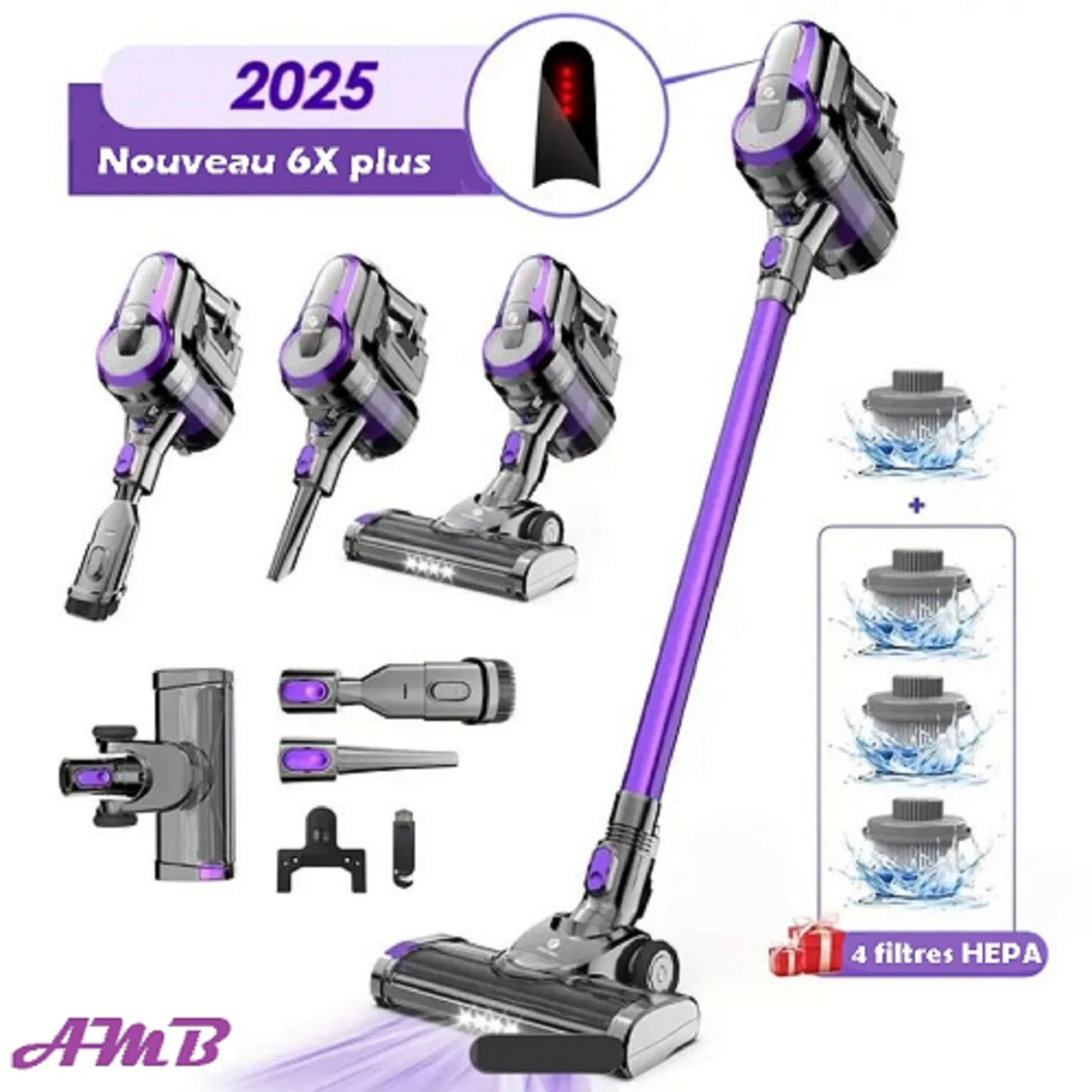 Aspirateur Balai 6 en 1 FIFX-6 - 250W - 50min - Support Mural