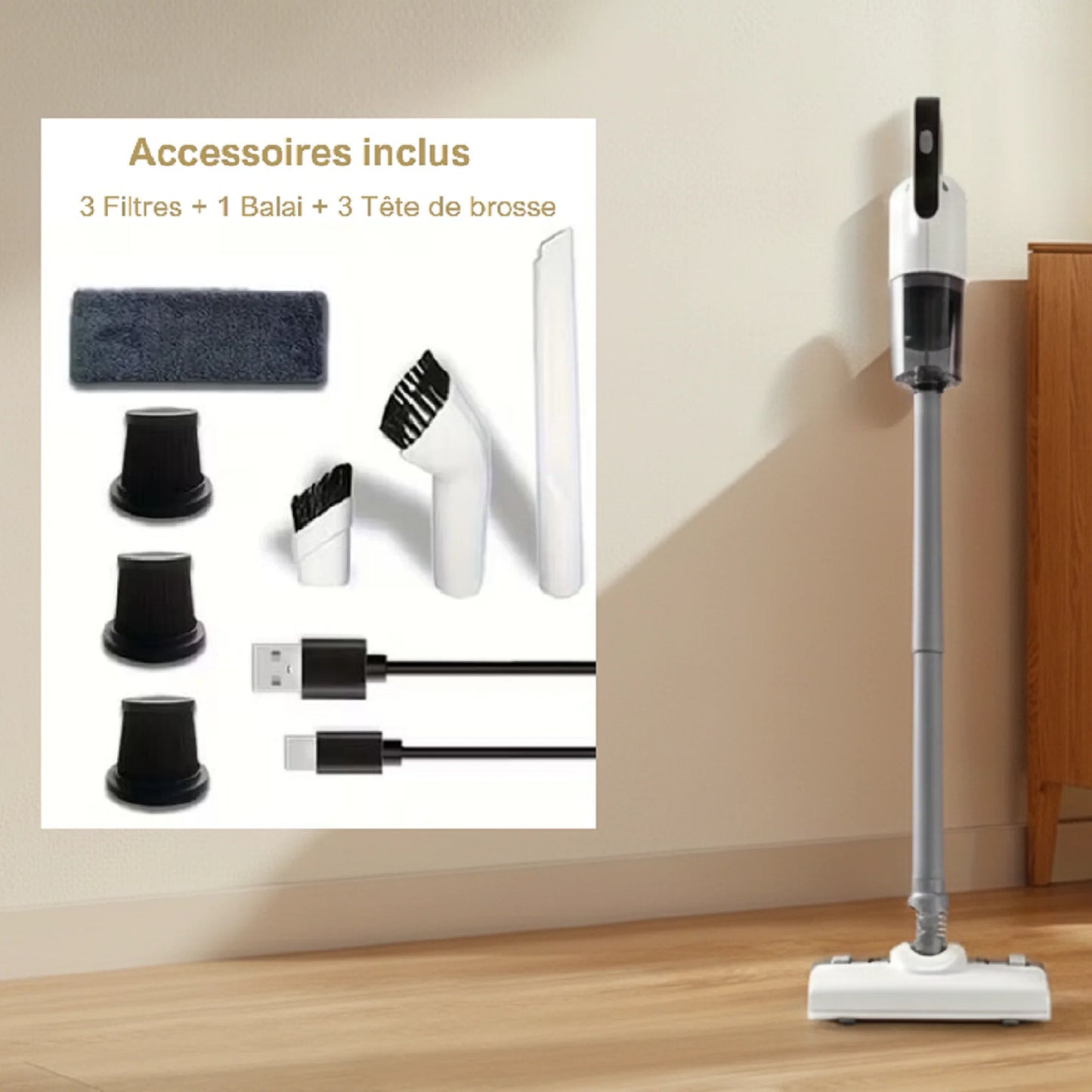 Aspirateur Laveur 2 en 1 BG-02 - Aspire & Lave - Sans Fil