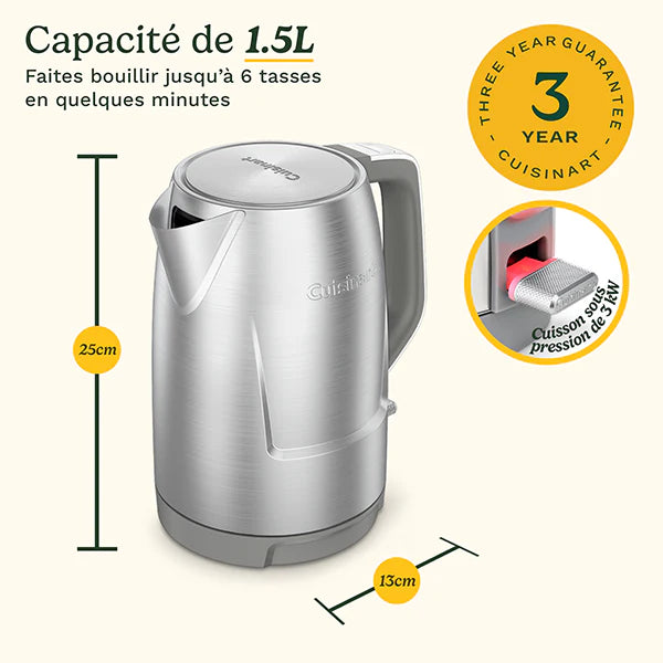 Bouilloire électrique en inox sans fil 1,5 L 3000 W Core Collection JK1600E Cuisinart