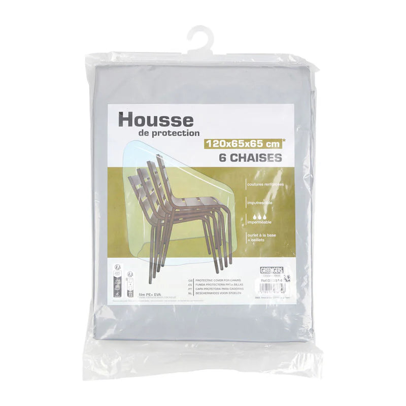 Greengeers 93814 Housse Protection de 6 Chaises Polyéthylène Gris 120 x 65 x 65 cm