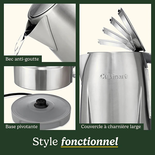 Bouilloire électrique en inox sans fil 1,5 L 3000 W Core Collection JK1600E Cuisinart