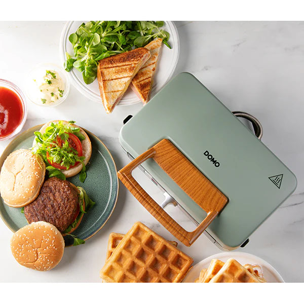 Appareil 3-en1 croque, gaufre et grill Snackmaker coloris sauge 1000 W DO9276C Domo