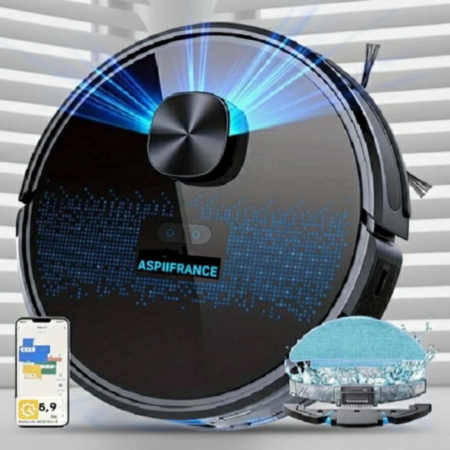 Robot Aspirateur Laveur ASP-60D - 4000Pa - Laser - WiFi - 2,5h Autonomie