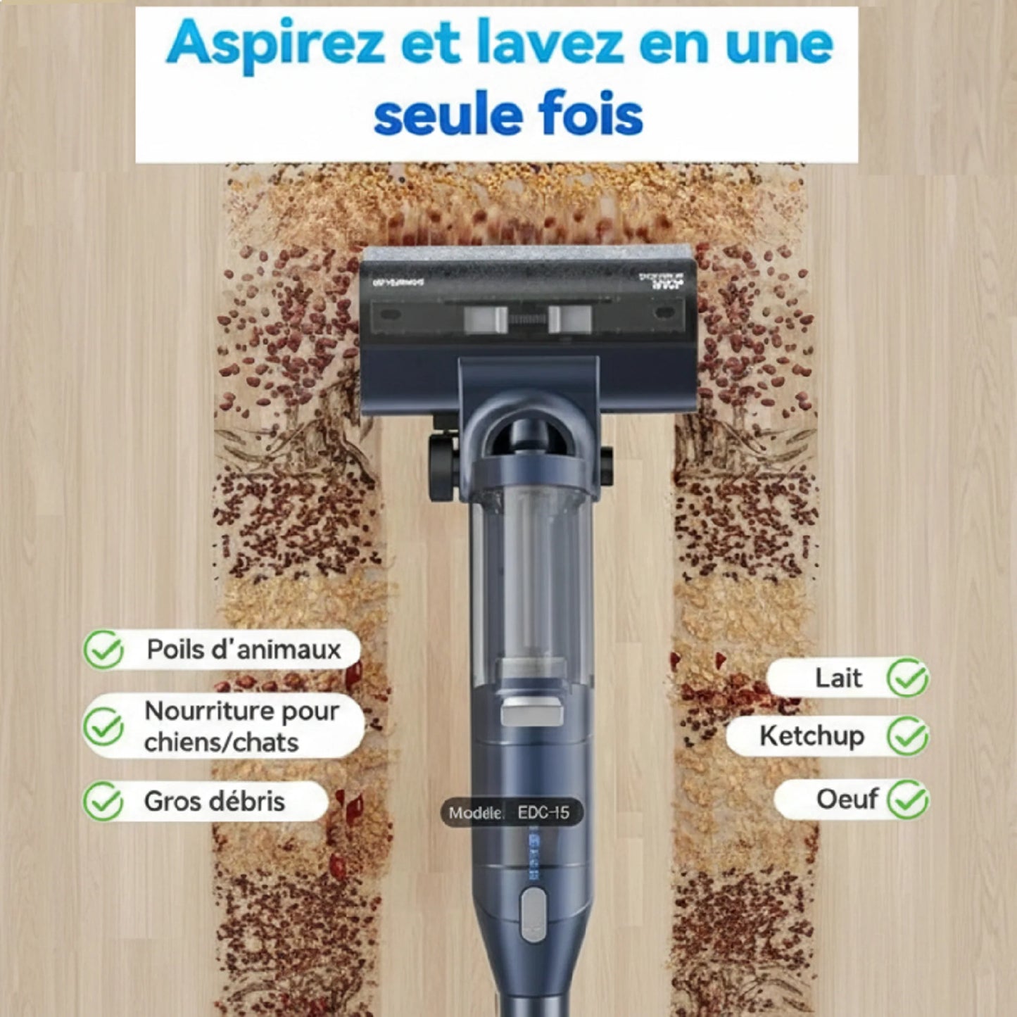 Aspirateur Laveur PRO 3 en 1 - Auto-Nettoyage 70° - Séchage Air Chaud