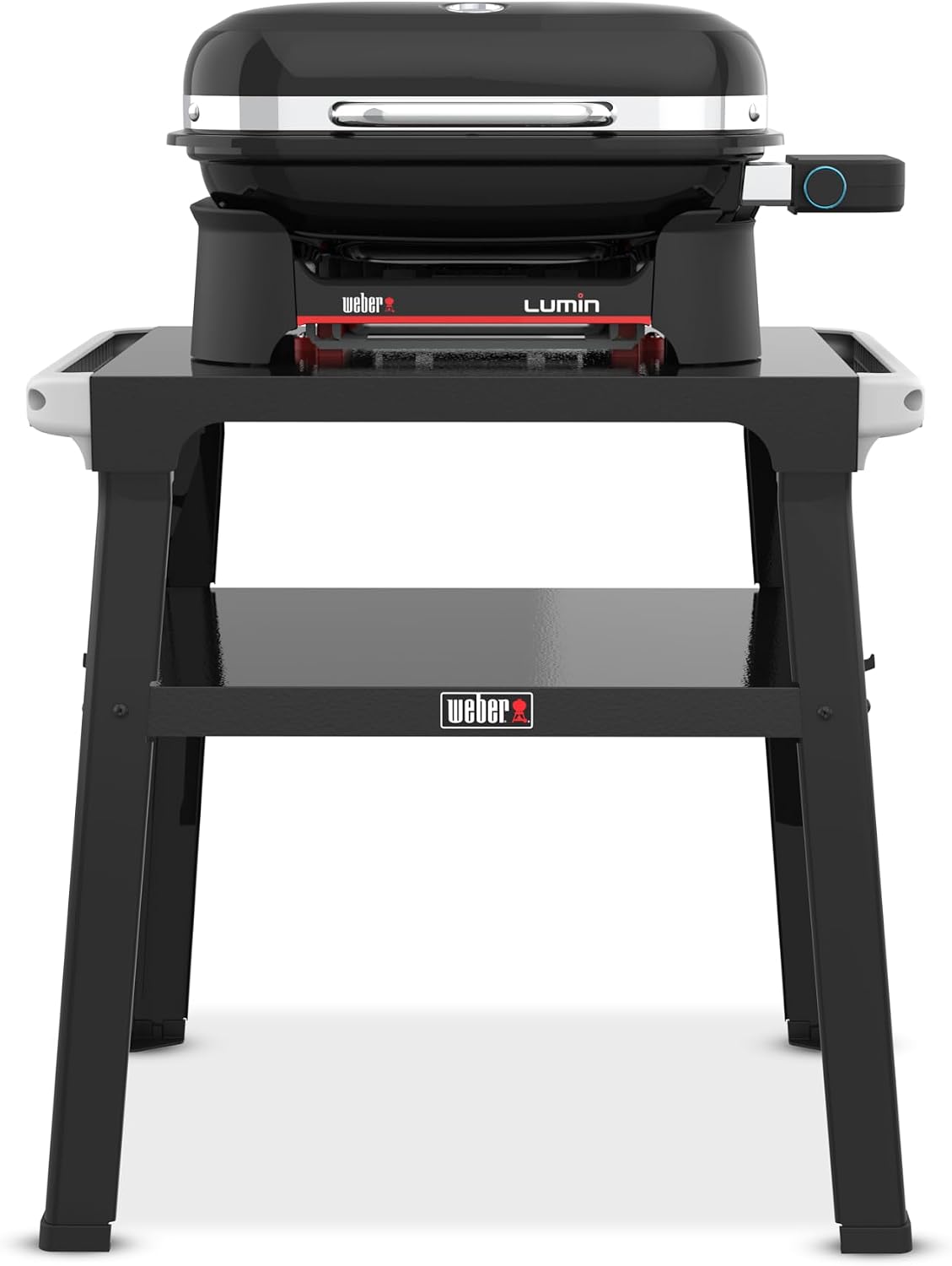 Weber Lumin Compact Barbecue électrique Portable/Compact, Jusqu’à 315 °C, avec thermomètre de Couvercle, grilles en Fonte émaillée, Surface 43 × 32 cm, Noir (1502044)