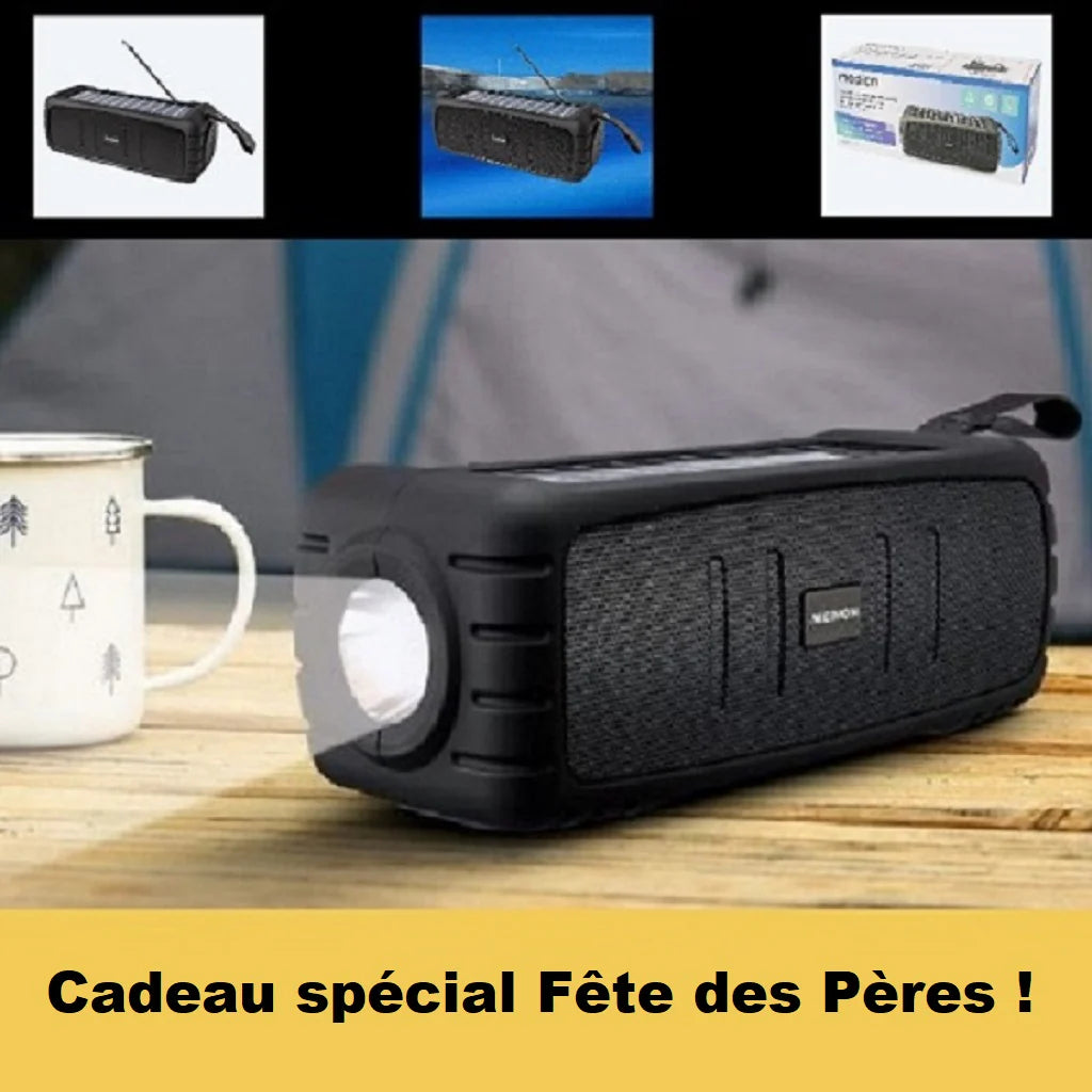 Enceinte Bluetooth Solaire — Son Puissant & Autonomie Illimitée
