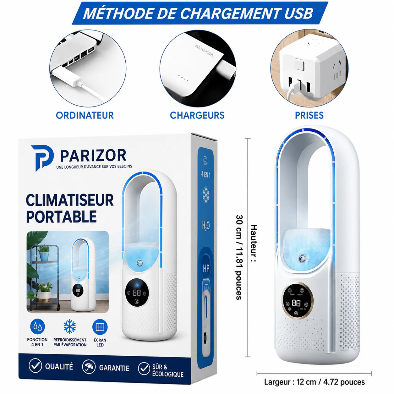 AirZen - Climatiseur Portable |  Climatiseur Mobile sans évacuation silencieux