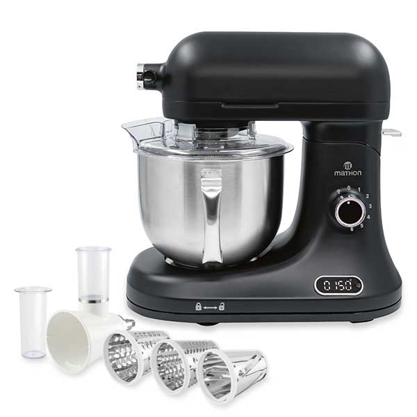 Lot robot pâtissier 5 L avec balance intégrée et kit tranchoir et râpes Mathon