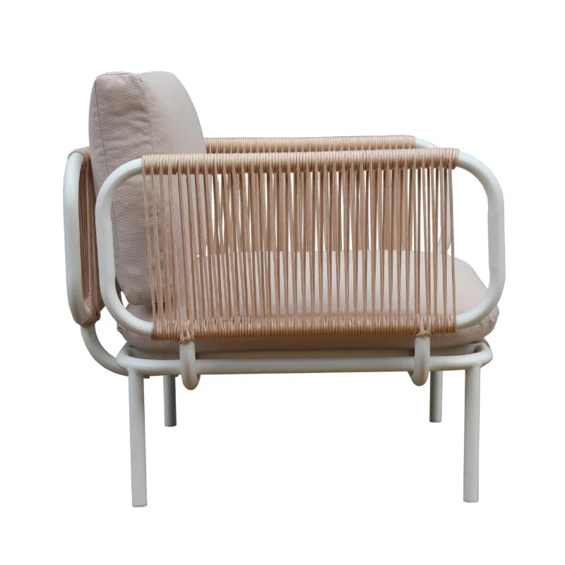 Pack de 2 accoudoirs Bali - 64.5 x 40.5 x 18.5 cm - aluminium & polyester - beige & blanc