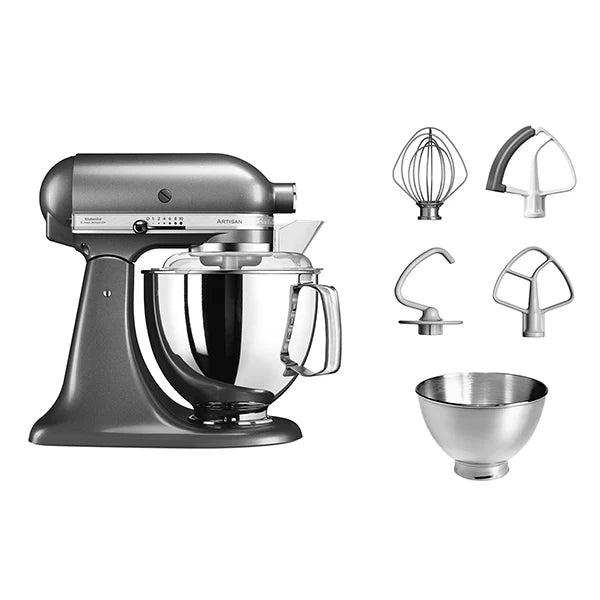 Robot pâtissier Artisan tête inclinable 4,8 L 300 W gris étain 5KSM175PSEMS + accessoires Kitchenaid