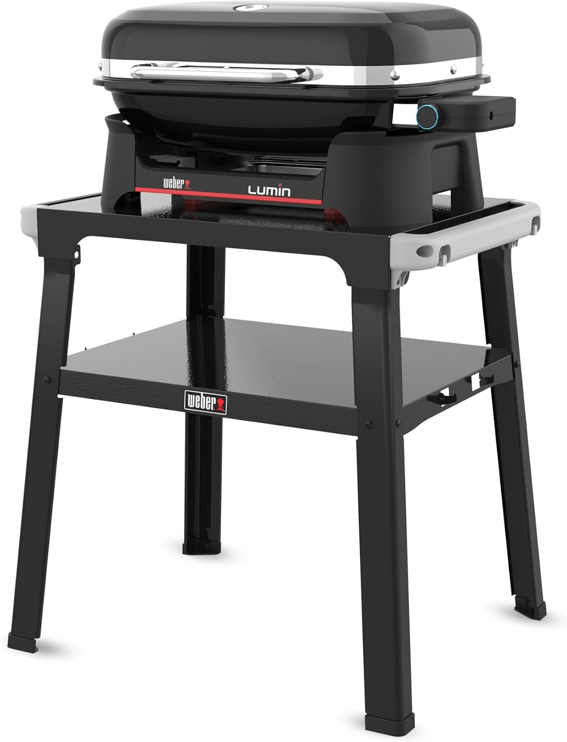 Weber Lumin Compact Barbecue électrique Portable/Compact, Jusqu’à 315 °C, avec thermomètre de Couvercle, grilles en Fonte émaillée, Surface 43 × 32 cm, Noir (1502044)