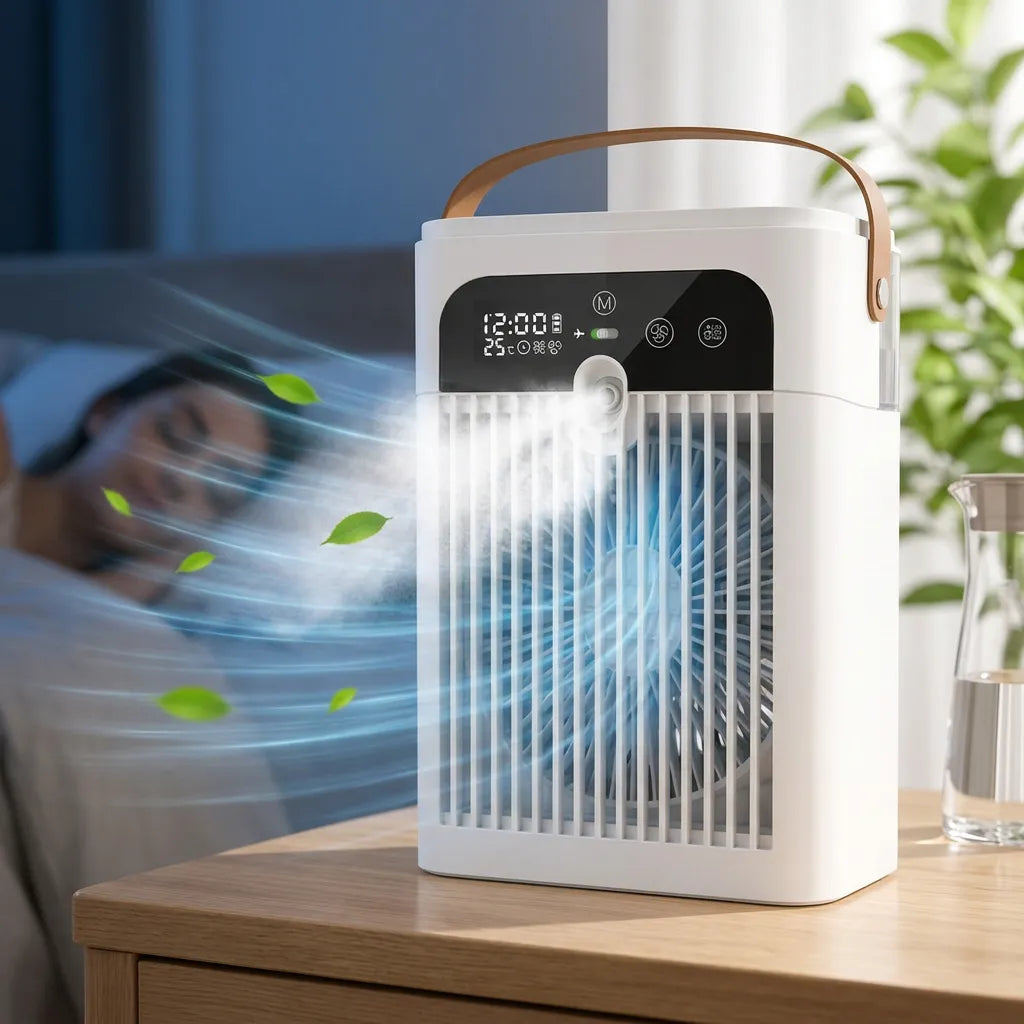 AeroMist | Ventilateur Brumisateur Rafraîchisseur d'Air Portable Rechargeable