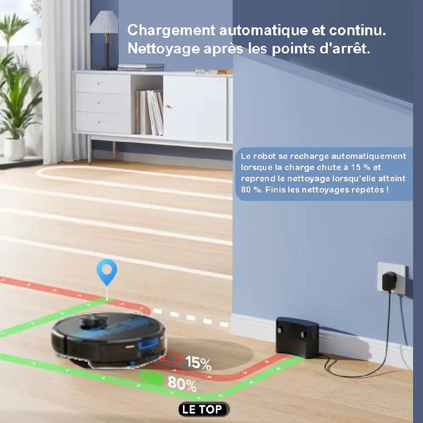 Robot Aspirateur Laveur ASP-60D - 4000Pa - Laser - WiFi - 2,5h Autonomie