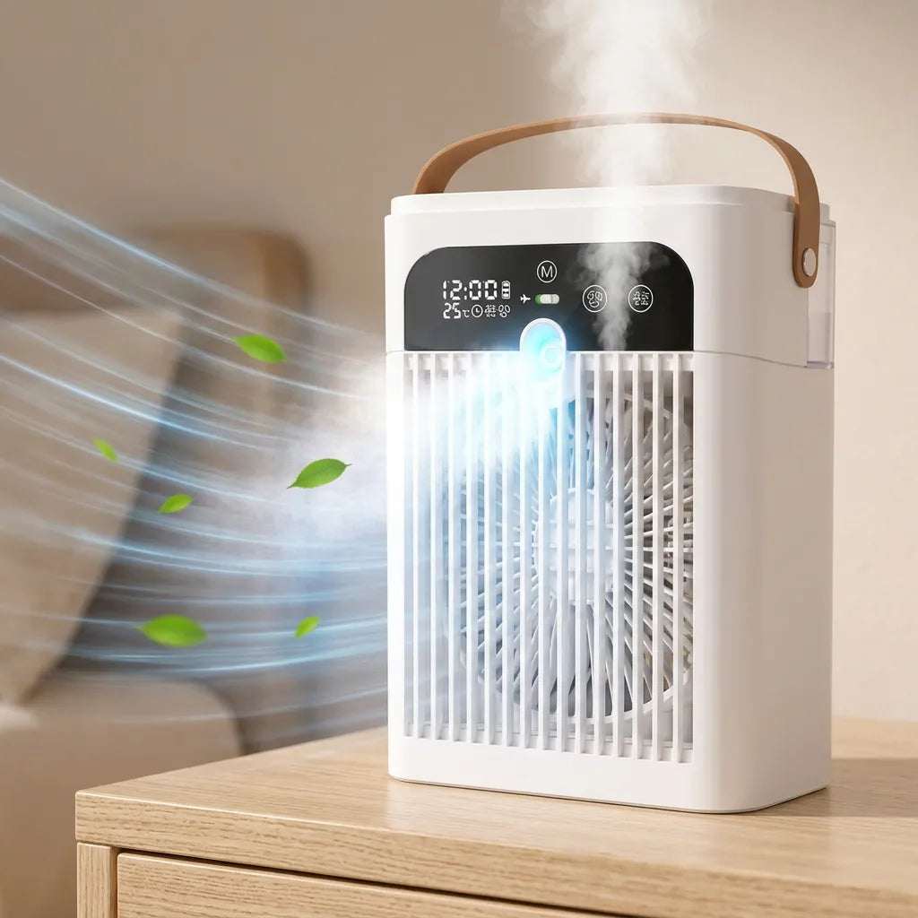 AeroMist | Ventilateur Brumisateur Rafraîchisseur d'Air Portable Rechargeable