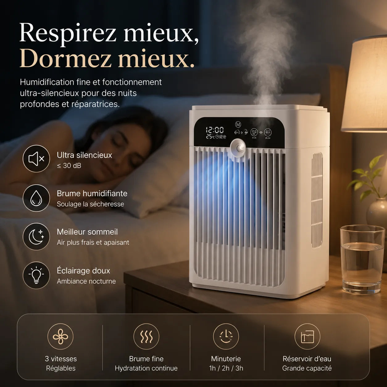 AeroMist | Ventilateur Brumisateur Rafraîchisseur d'Air Portable Rechargeable