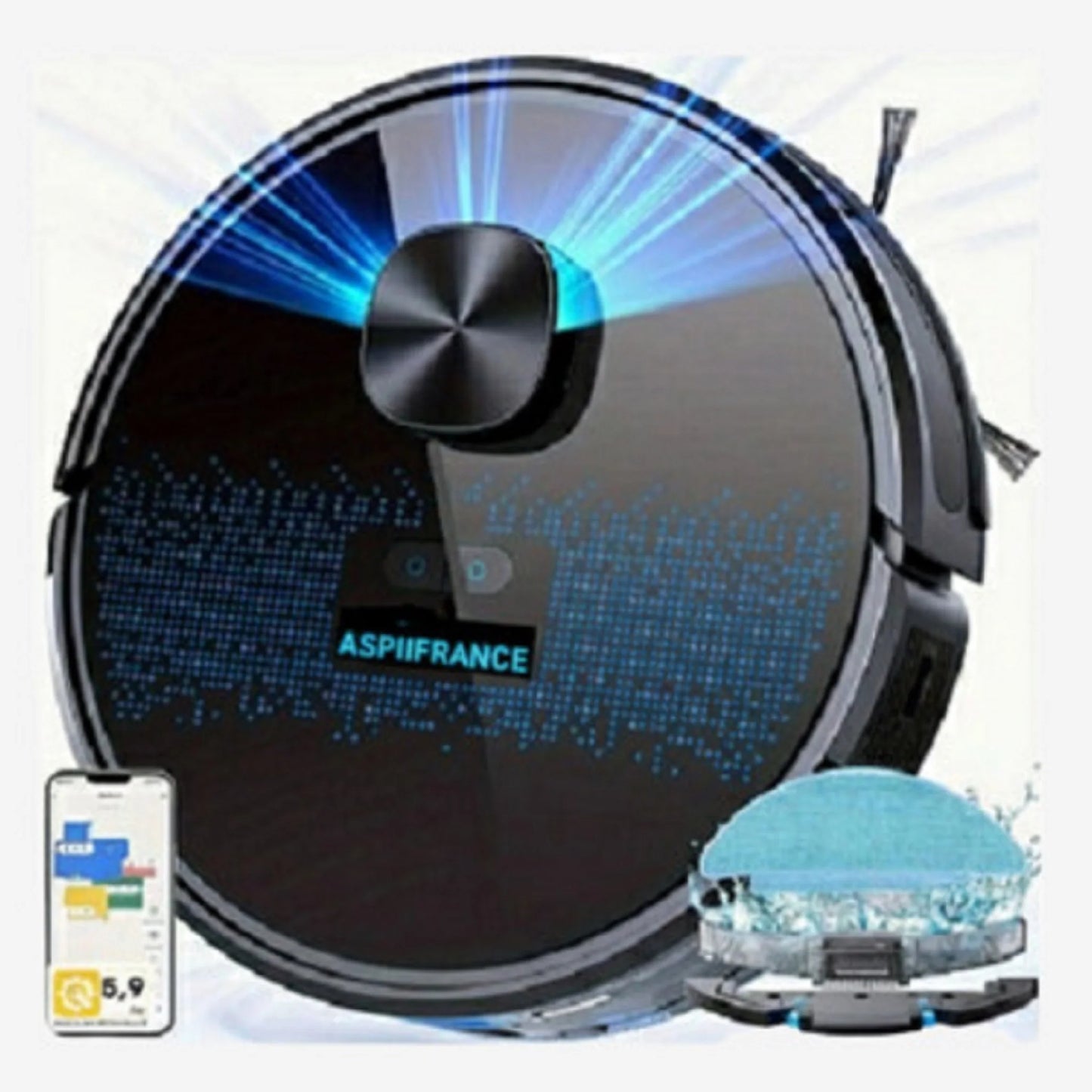 Robot Aspirateur Laveur ASP-60D - 4000Pa - Laser - Spécial Fête des Mères