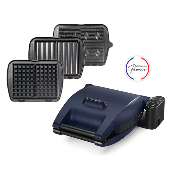Gaufrier électrique 3 plaques Premium Gaufres® bleu abysse 1200 W Lagrange
