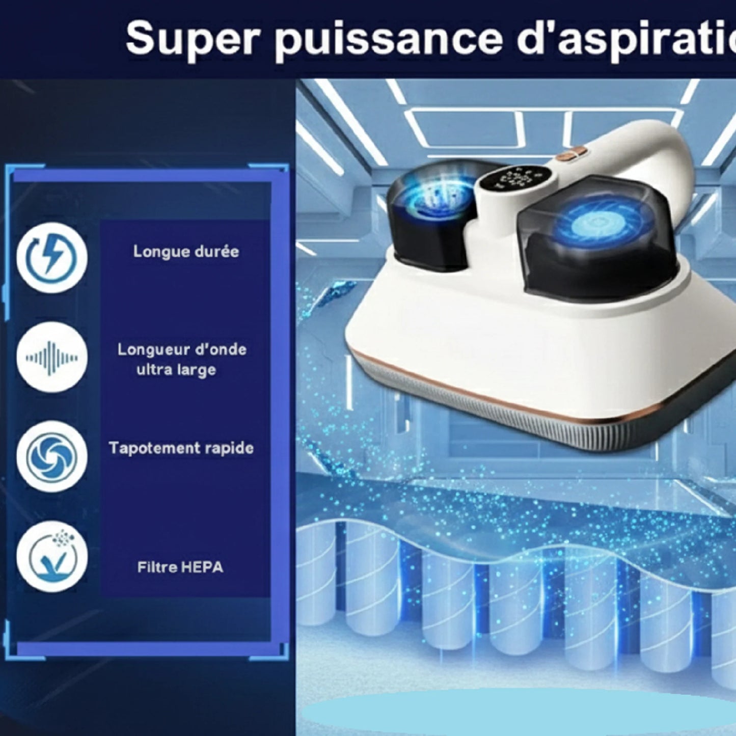 Aspirateur Matelas LG10 - Sans Fil - Aspiration Puissante - Charge USB - Spécial Fête des Mères