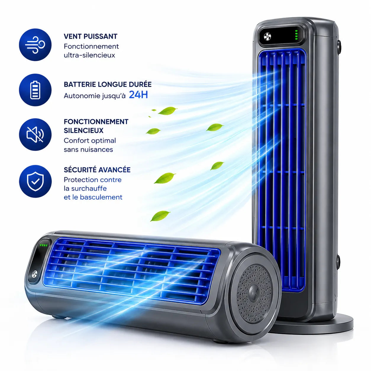Climatiseur Portable Airéna | Ventilateur mural rechargeable silencieux 3 vitesses