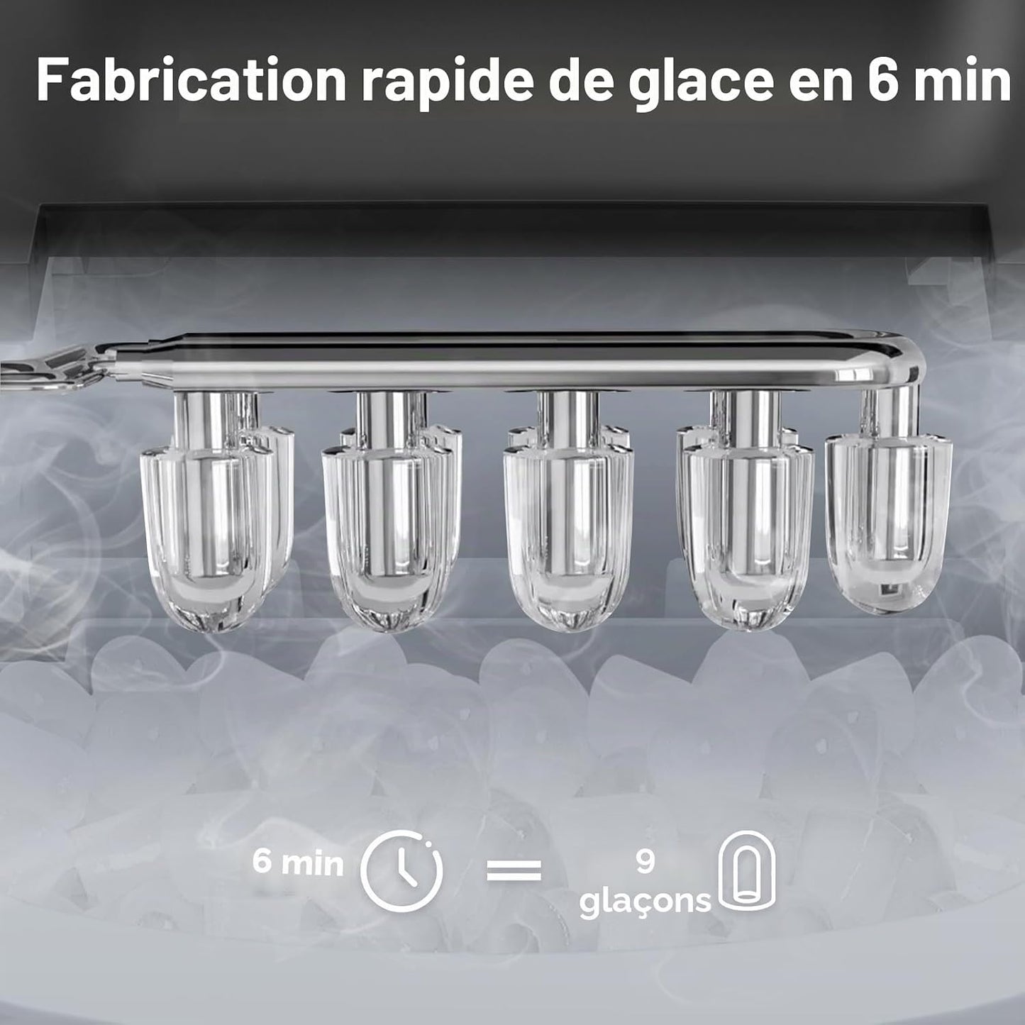 Machine à Glaçons PALINTH,12kg /24h, 9 Glaçons en 6-10 Minutes, Machines à Glaçons Autonettoyante Avec Poignée Portable, pour la Maison/Cuisine/Camping