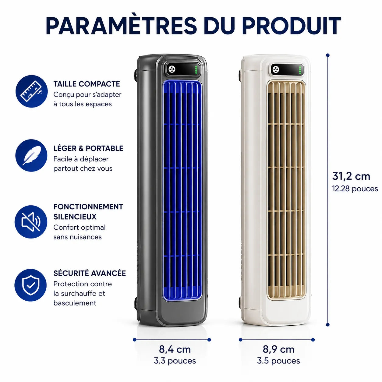 Climatiseur Portable Airéna | Ventilateur mural rechargeable silencieux 3 vitesses