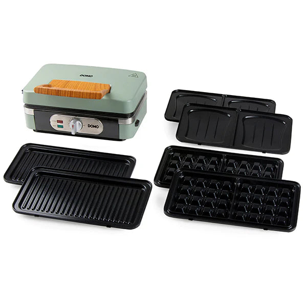 Appareil 3-en1 croque, gaufre et grill Snackmaker coloris sauge 1000 W DO9276C Domo