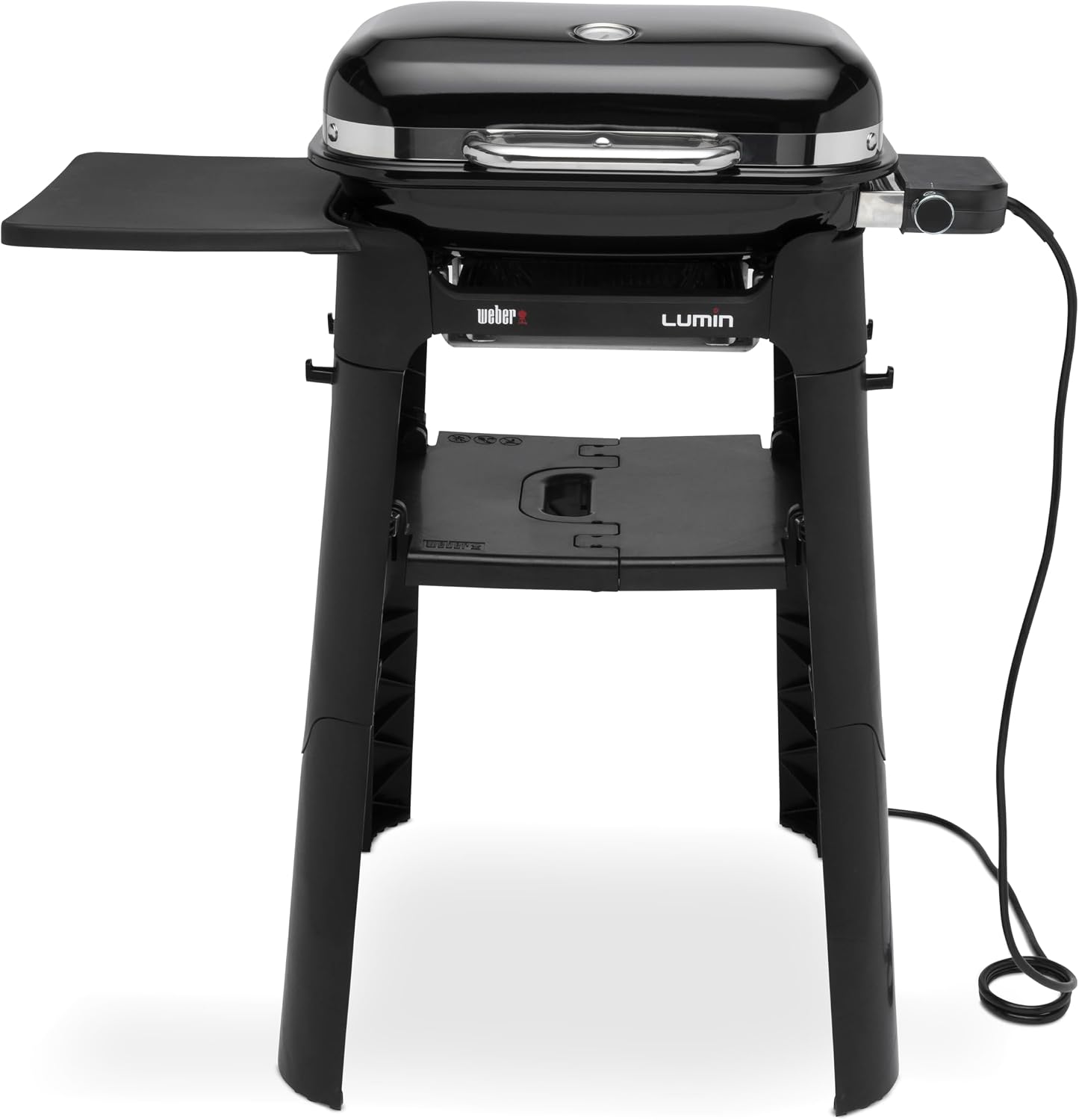 Weber Lumin Compact Barbecue électrique Portable/Compact, Jusqu’à 315 °C, avec thermomètre de Couvercle, grilles en Fonte émaillée, Surface 43 × 32 cm, Noir (1502044)