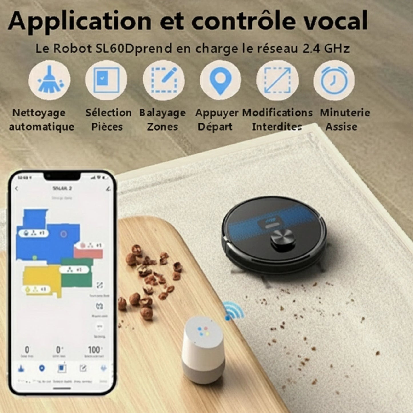 Robot Aspirateur Laveur ASP-60D - 4000Pa - Laser - Spécial Fête des Mères