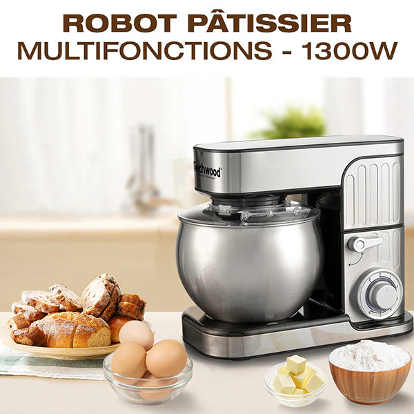 Robot pétrin TRO-1600 avec bol inox 6 L 1300 W Techwood
