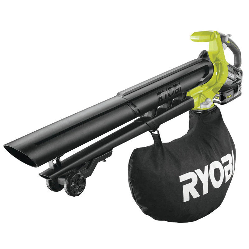 Souffleur aspiro-broyeur RYOBI RBV1850 3en1 18V - max 201 Km/h - 1 batterie Li-Ion 5Ah + Chargeur