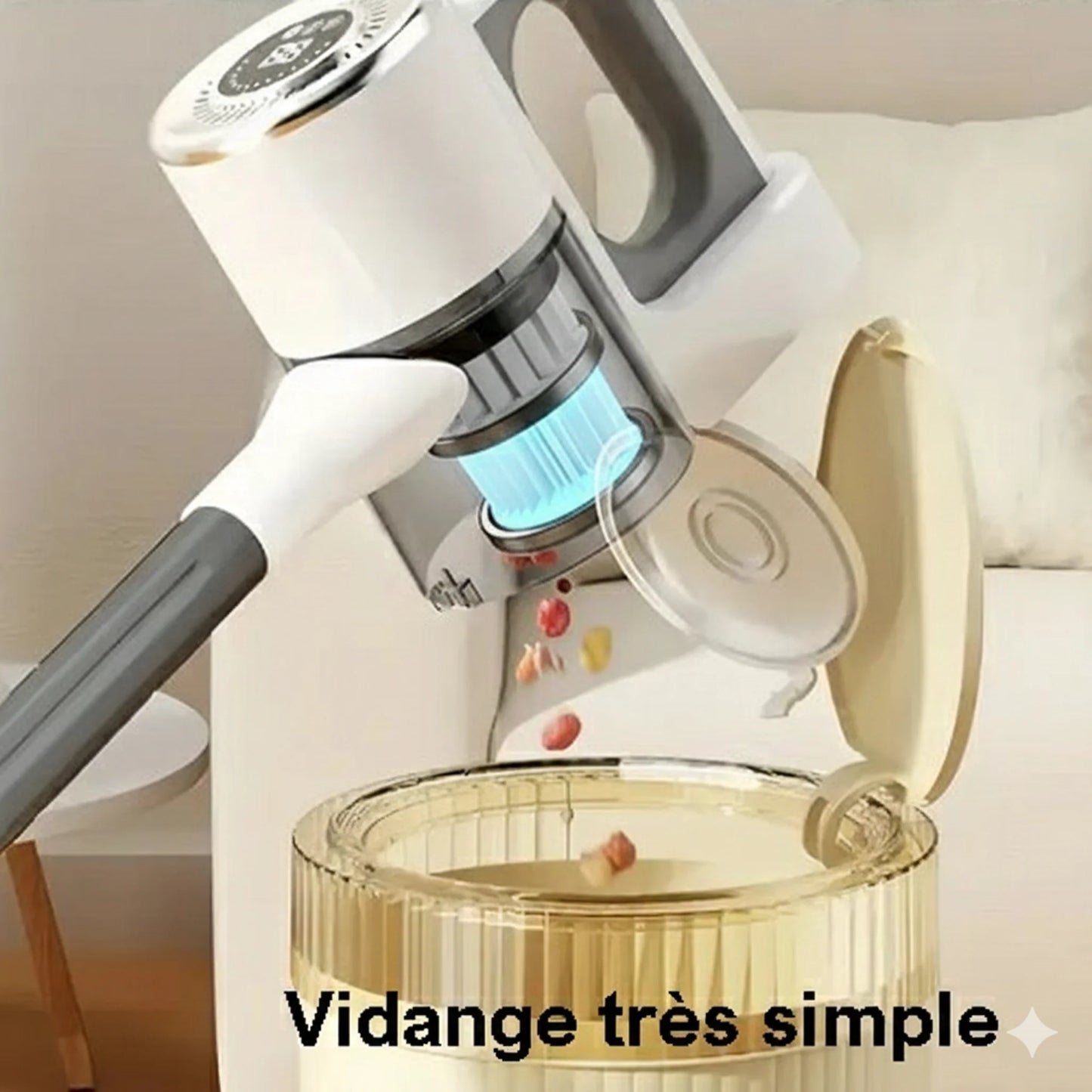 Aspirateur Balai 4 en 1 JKU - Sans Fil - Brosse LED - 1,3L Spécial Fête des Mères