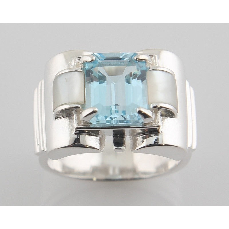 Bague Deborah Topaze bleue et Nacre