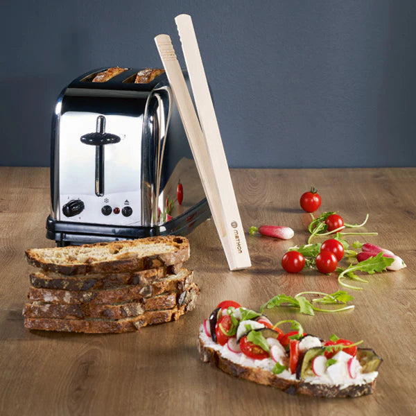 Set grille-pain cool touch 2 tranches et pince à toast en bois