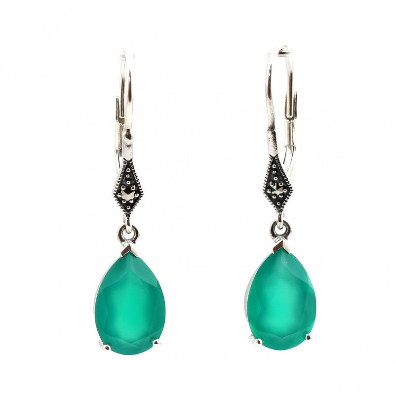 Boucles d'oreille Colette Agate Verte