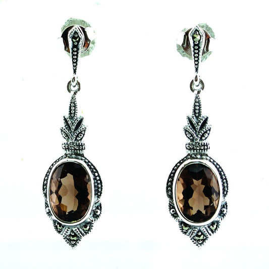 Boucles d'oreille Lea Quartz Fumé