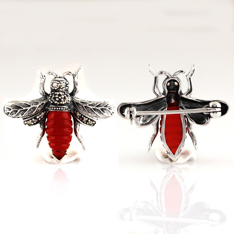 Broche Abeille Cornaline