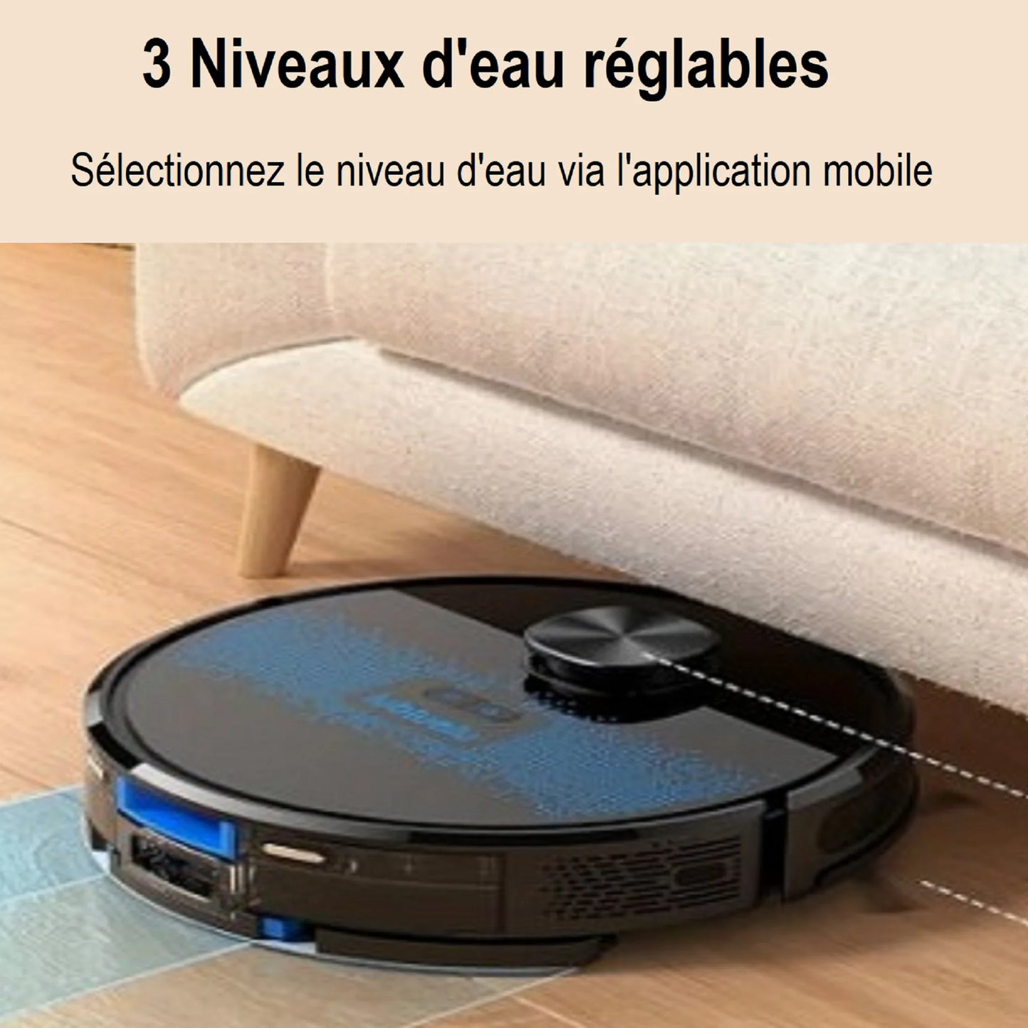 Robot Aspirateur Laveur ASP-60D - 4000Pa - Laser - WiFi - 2,5h Autonomie