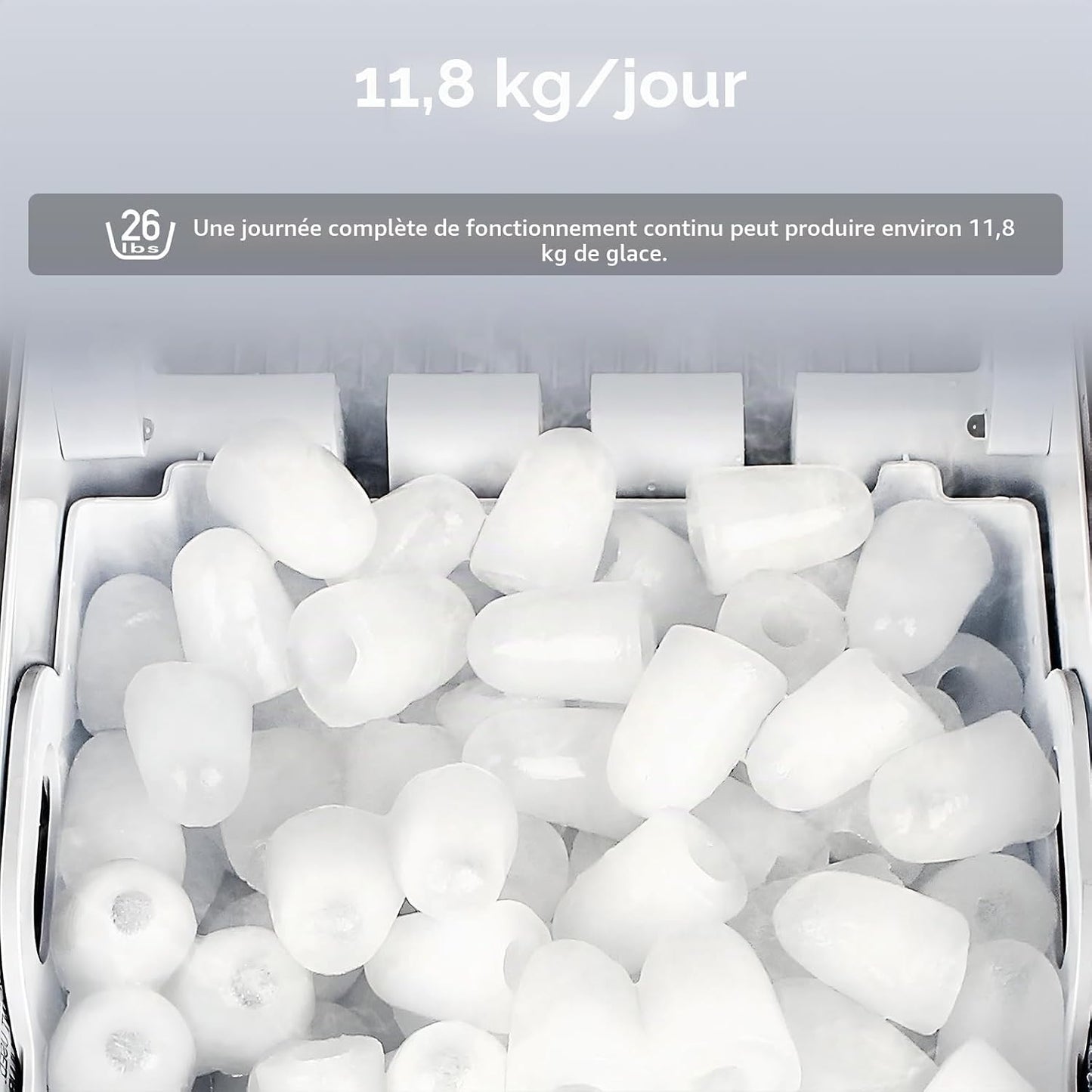 Machine à Glaçons PALINTH,12kg /24h, 9 Glaçons en 6-10 Minutes, Machines à Glaçons Autonettoyante Avec Poignée Portable, pour la Maison/Cuisine/Camping