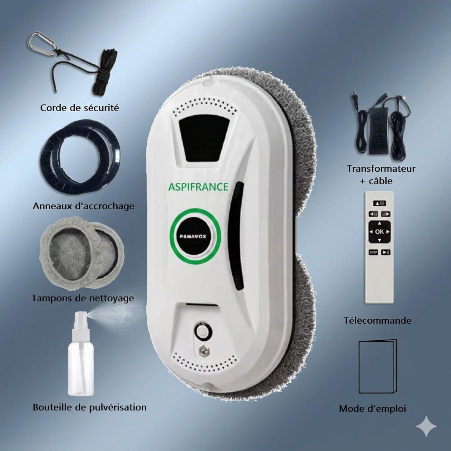 Robot Lave-Vitre RAL-05 - Aspiration 5600Pa & 3 Modes de Nettoyage