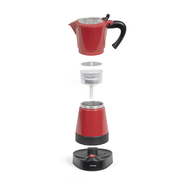Cafetière électrique Italienne rouge 6 tasses 480 W Livoo