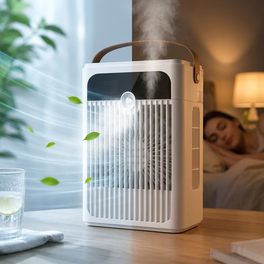 AeroMist | Ventilateur Brumisateur Rafraîchisseur d'Air Portable Rechargeable