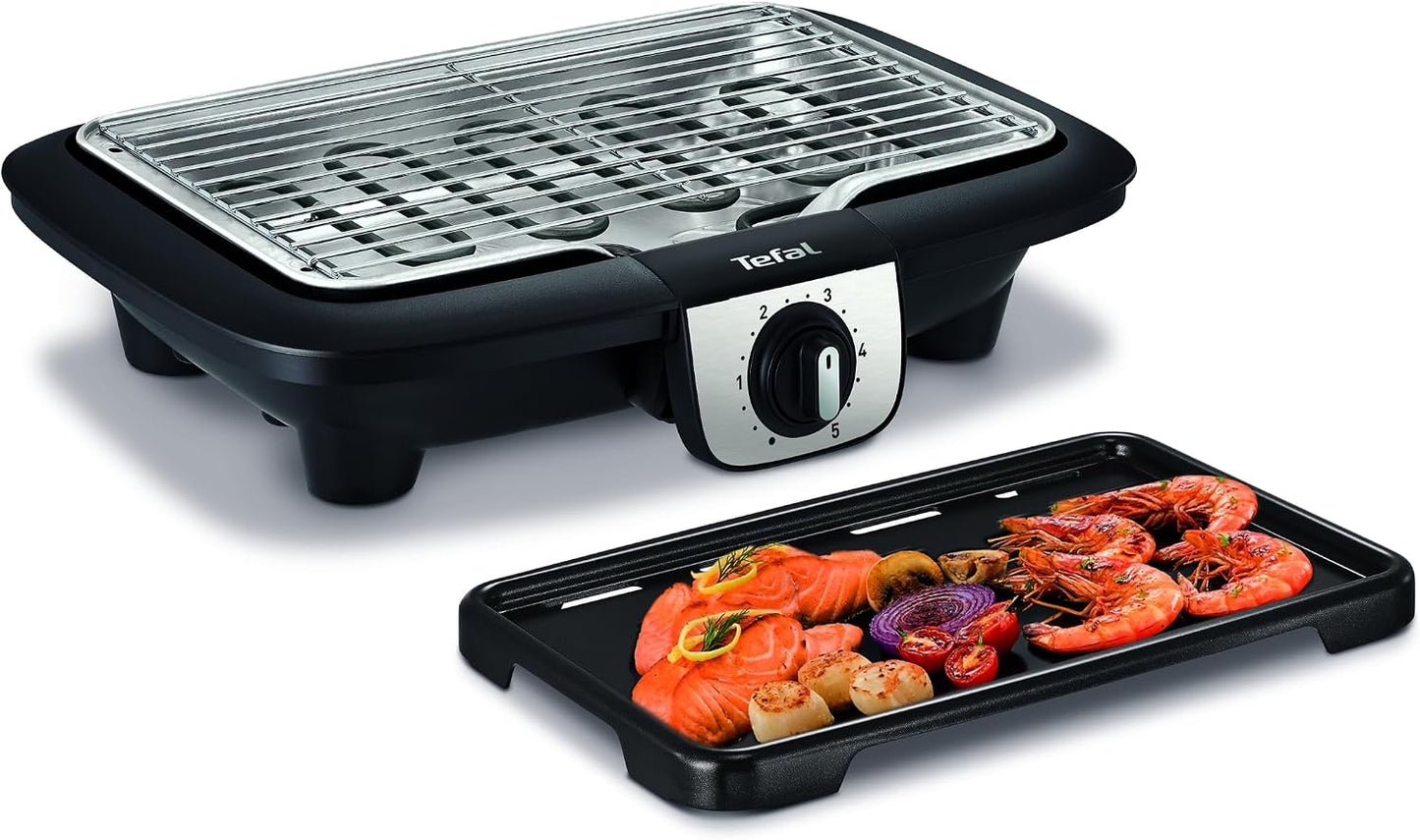 Tefal EasyGrill XXL Barbecue électrique, 2500W, Grille Inox, Surface de cuisson extra-large, 5 températures, Pieds Amovibles, Intérieur/Extérieur, BG921812