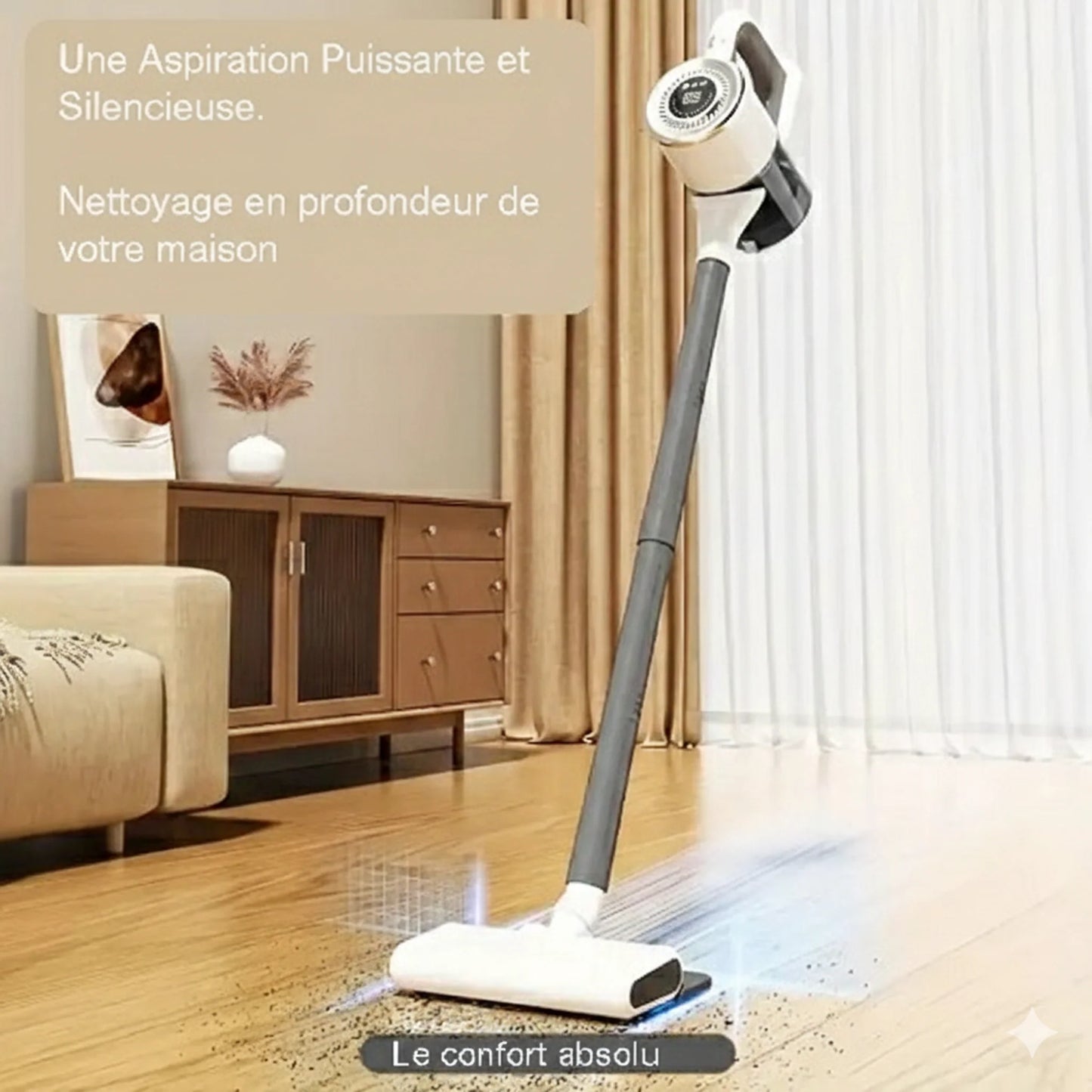 Aspirateur Balai 4 en 1 JKU - Sans Fil - Brosse LED - 1,3L