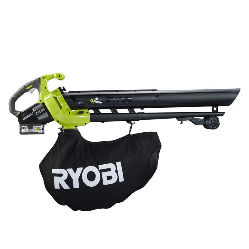 Souffleur aspiro-broyeur RYOBI RBV1850 3en1 18V - max 201 Km/h - 1 batterie Li-Ion 5Ah + Chargeur